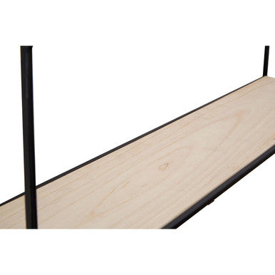 Set of 2 Cuboid Wall Shelves in Black and Natural Wood