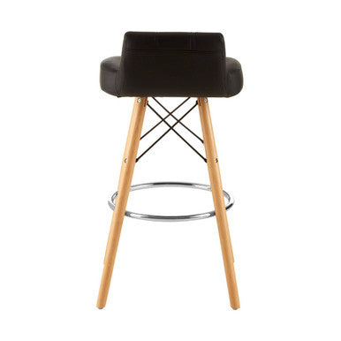 Black Leather Effect Bar Stool with Beechwood Legs