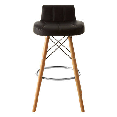 Black Leather Effect Bar Stool with Beechwood Legs