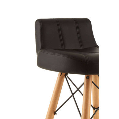 Black Leather Effect Bar Stool with Beechwood Legs