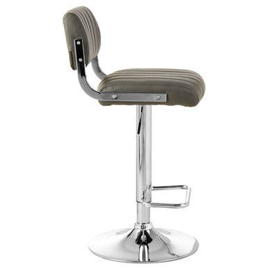 Grey Channel Design Bar Stool with Height Adjustment