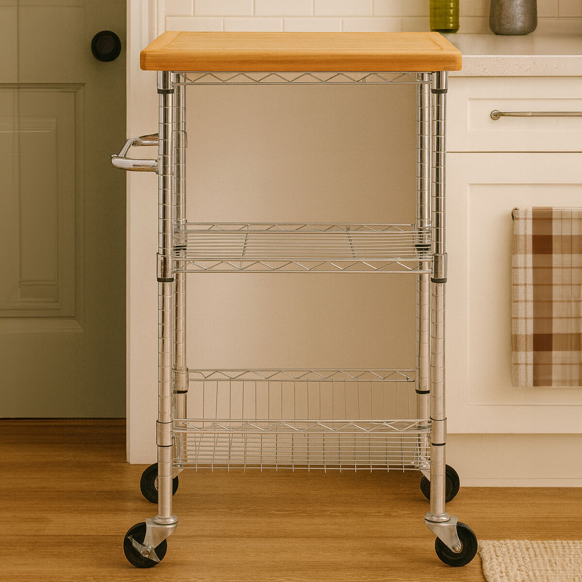 Three Tier Rolling Kitchen Trolley