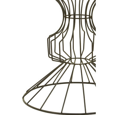 Mirrored Glass Top Side Table with Black Sculptural Frame