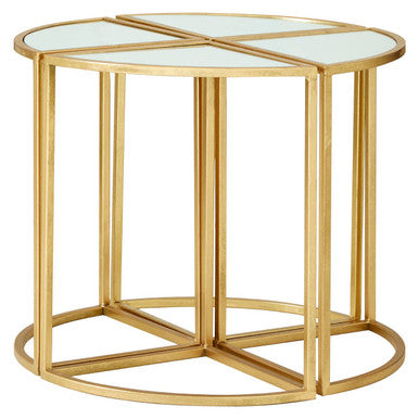 Set of 5 Champagne Gold Nesting Tables with Glass Tops