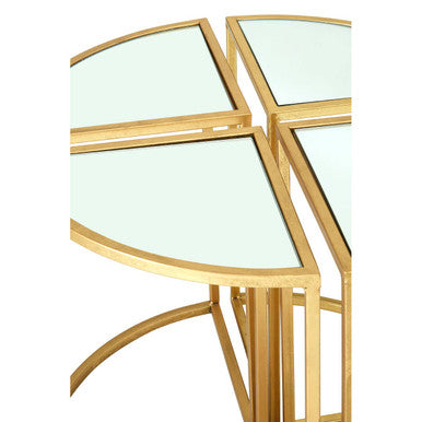 Set of 5 Champagne Gold Nesting Tables with Glass Tops