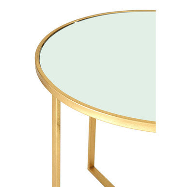 Set of 5 Champagne Gold Nesting Tables with Glass Tops