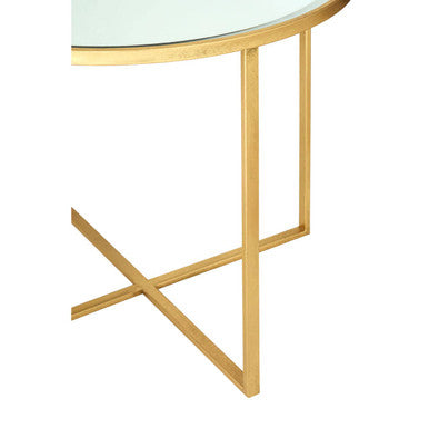 Set of 5 Champagne Gold Nesting Tables with Glass Tops