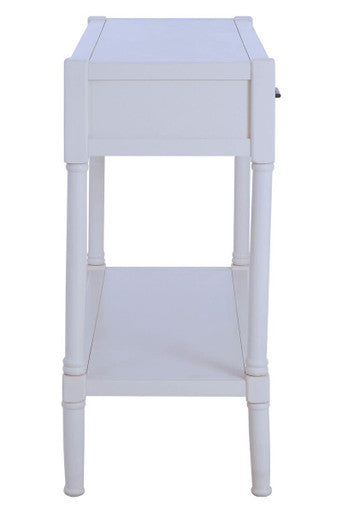 White Wooden Console Table with 2 Storage Drawers and Open Shelf