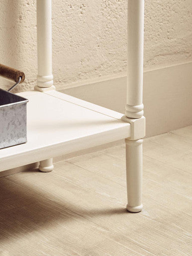 White Wooden Console Table with 2 Storage Drawers and Open Shelf