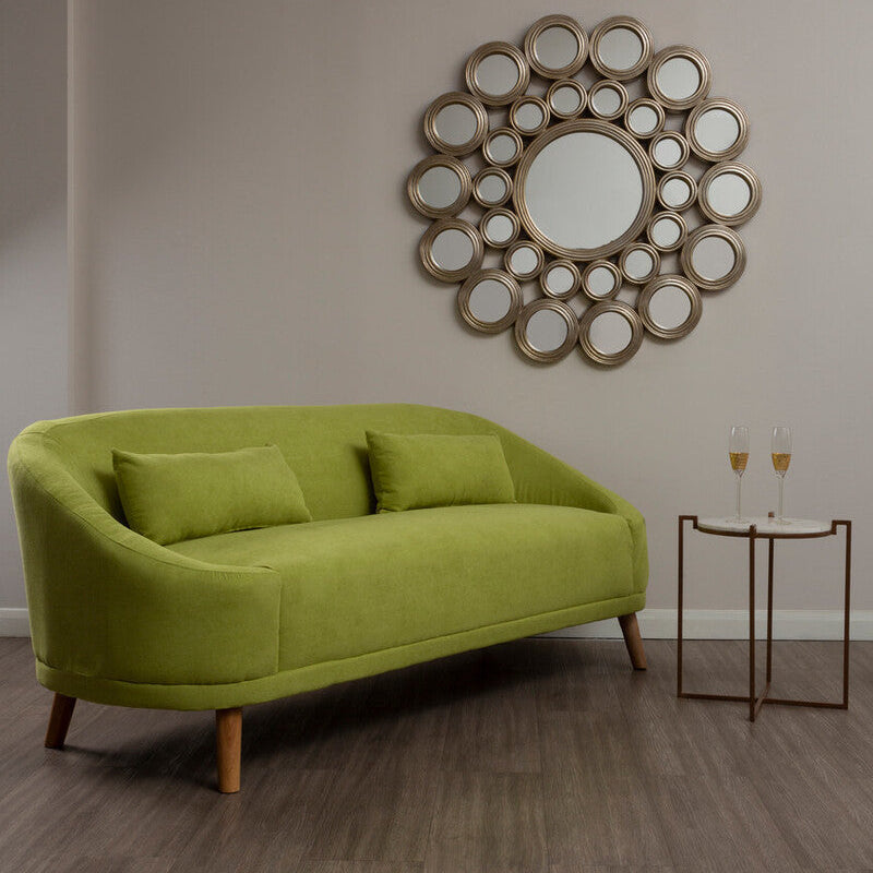 Green Linen Two Seater Sofa