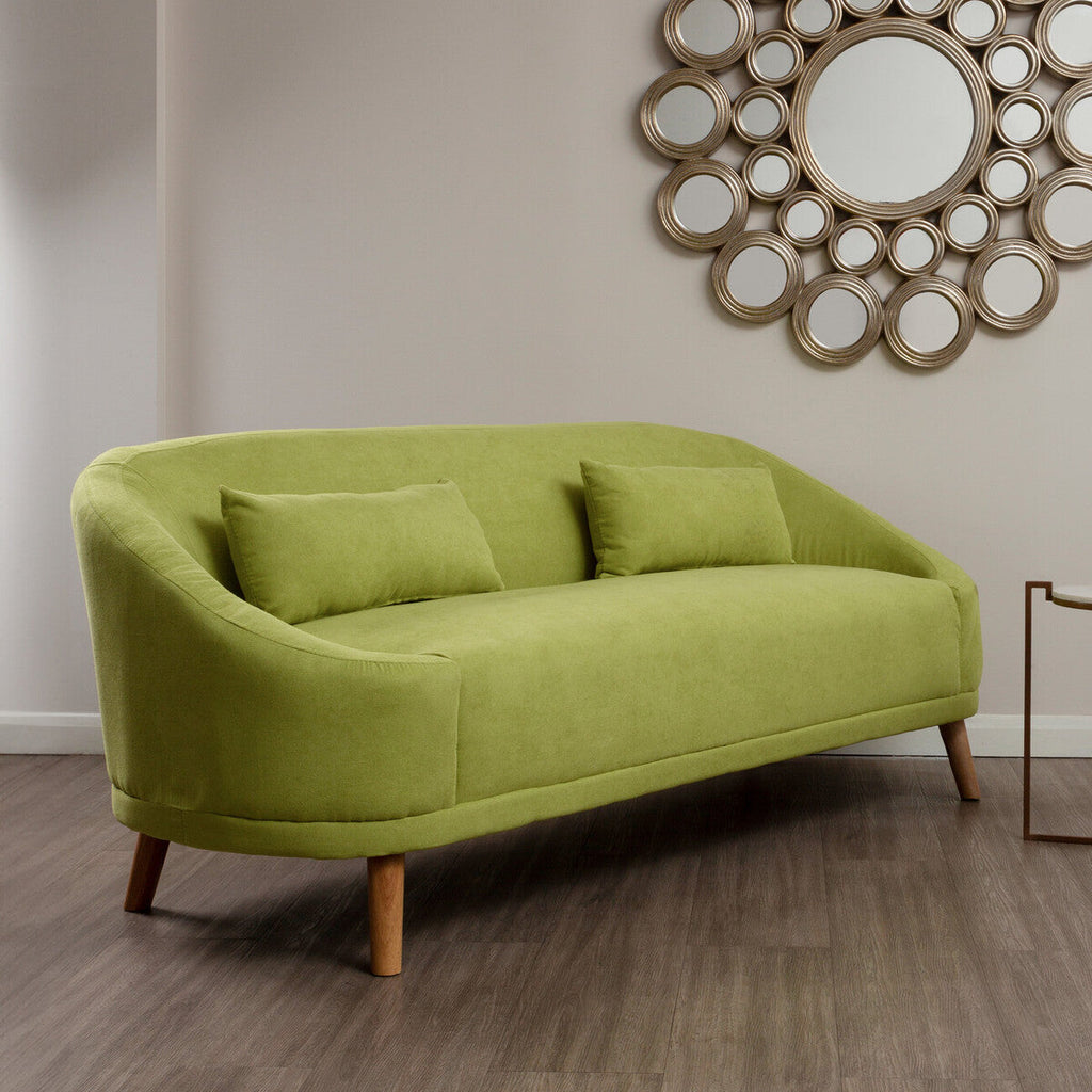 Green Linen Two Seater Sofa