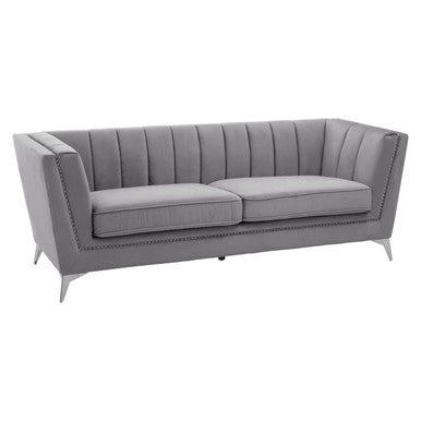 3 Seater Grey Velvet Sofa