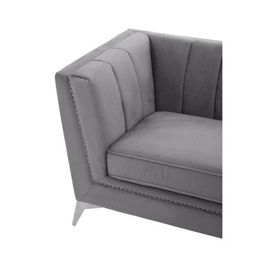 3 Seater Grey Velvet Sofa