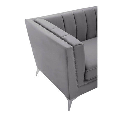 3 Seater Grey Velvet Sofa