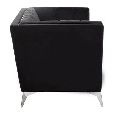 2 Seater Black Velvet Sofa