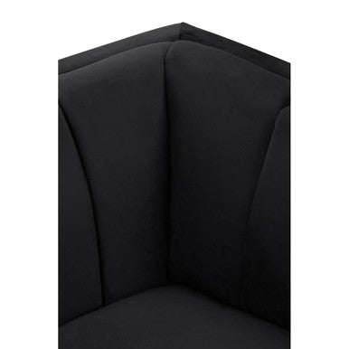 2 Seater Black Velvet Sofa