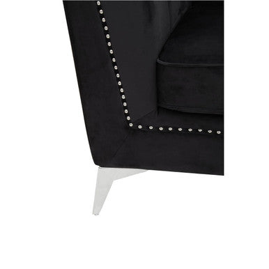 2 Seater Black Velvet Sofa