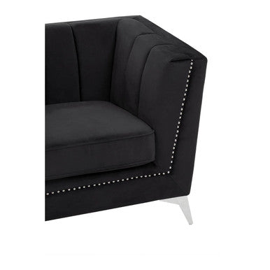 2 Seater Black Velvet Sofa
