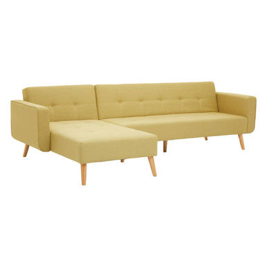 Olive Linen Corner Sofa Bed