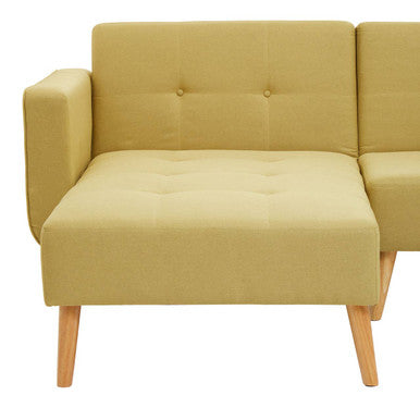 Olive Linen Corner Sofa Bed