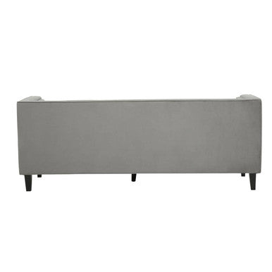 Grey Velvet 3 Seater Sofa with Buttoned Back