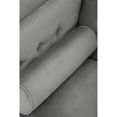 Grey Velvet 3 Seater Sofa with Buttoned Back