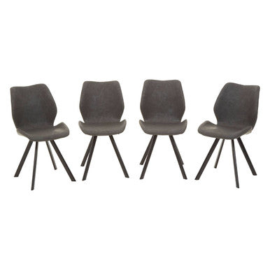 Round Marble Effect Dining Table with 6 Grey Chairs