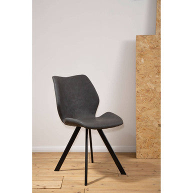 Round Marble Effect Dining Table with 6 Grey Chairs