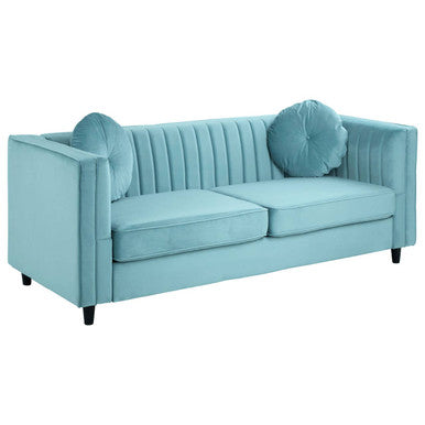 Pastel Green Velvet 3 Seater Sofa