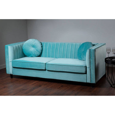 Pastel Green Velvet 3 Seater Sofa