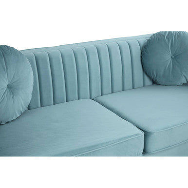 Pastel Green Velvet 3 Seater Sofa