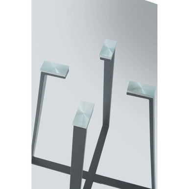 Clear Glass Top Matte Black Lattice Steel Dining Table