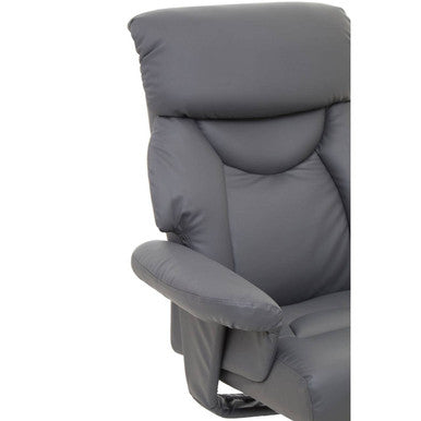 Grey Leather Effect Reclining Chair with Footstool