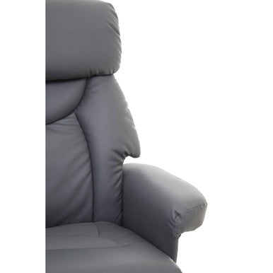 Grey Leather Effect Reclining Chair with Footstool
