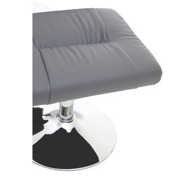 Grey Leather Effect Reclining Chair with Footstool