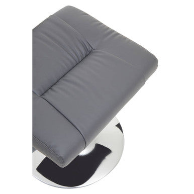 Grey Leather Effect Reclining Chair with Footstool