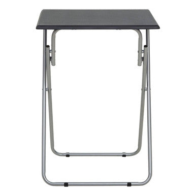 Black Wooden Top Folding Table with Silver Frame