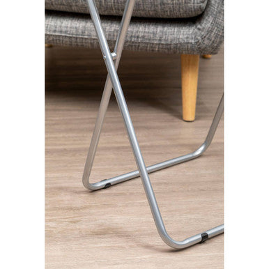 Black Wooden Top Folding Table with Silver Frame