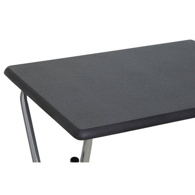 Black Wooden Top Folding Table with Silver Frame