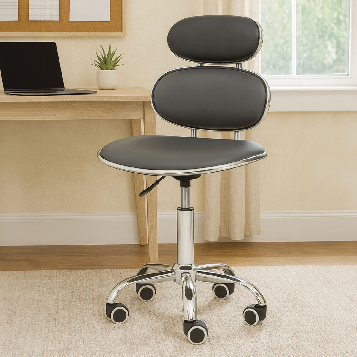 Black Leather Effect Home Office Chair