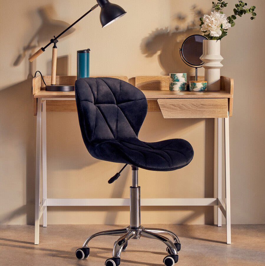 Black Velvet Quilted Office Chair