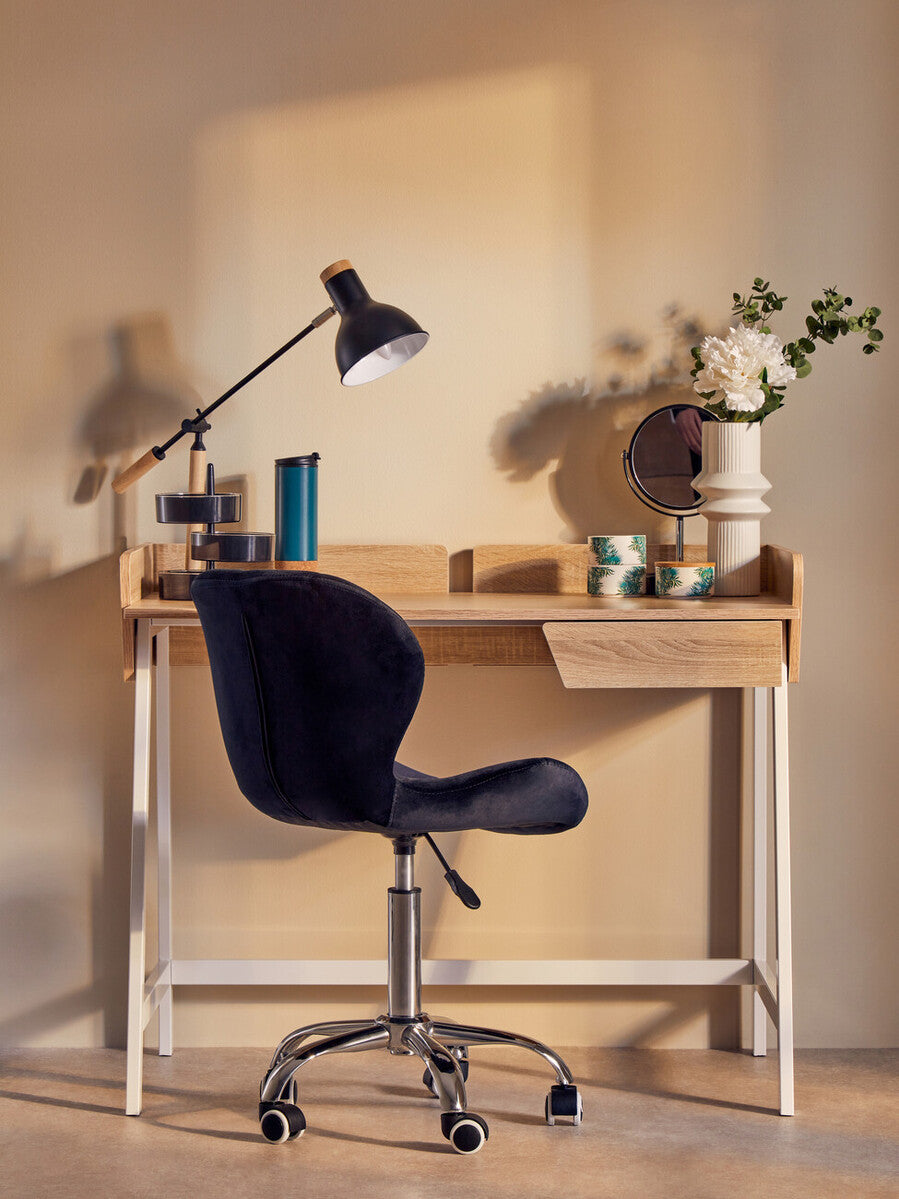 Black Velvet Quilted Office Chair