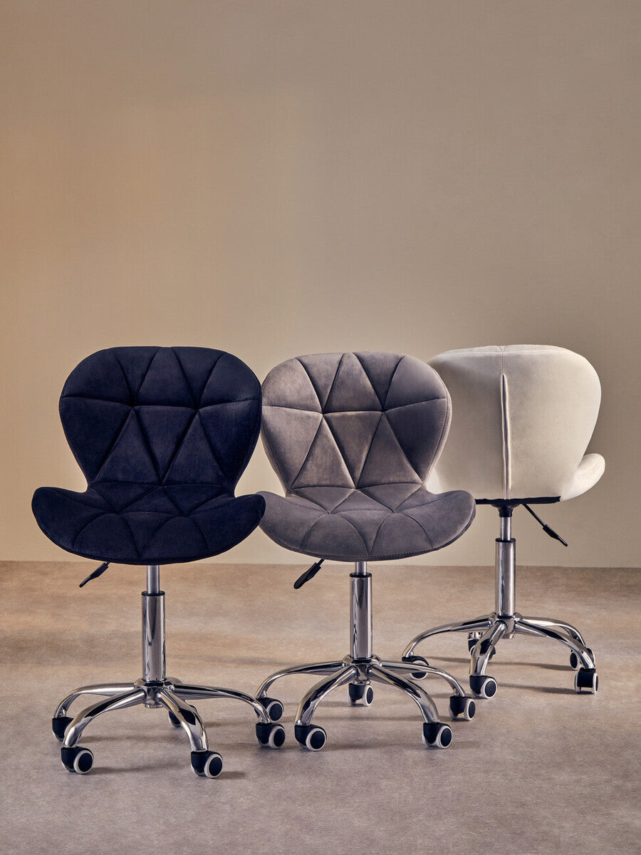 Black Velvet Quilted Office Chair