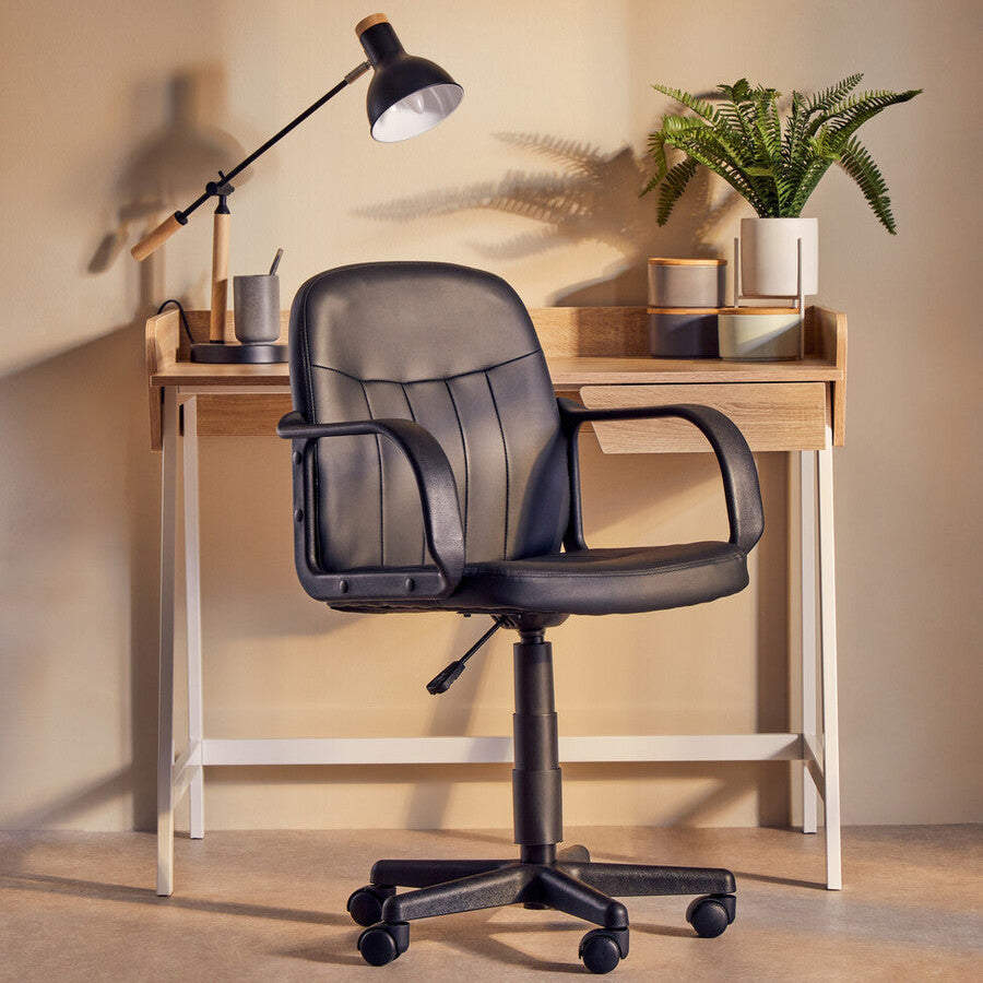 Black Office Chair with Faux Leather Finish