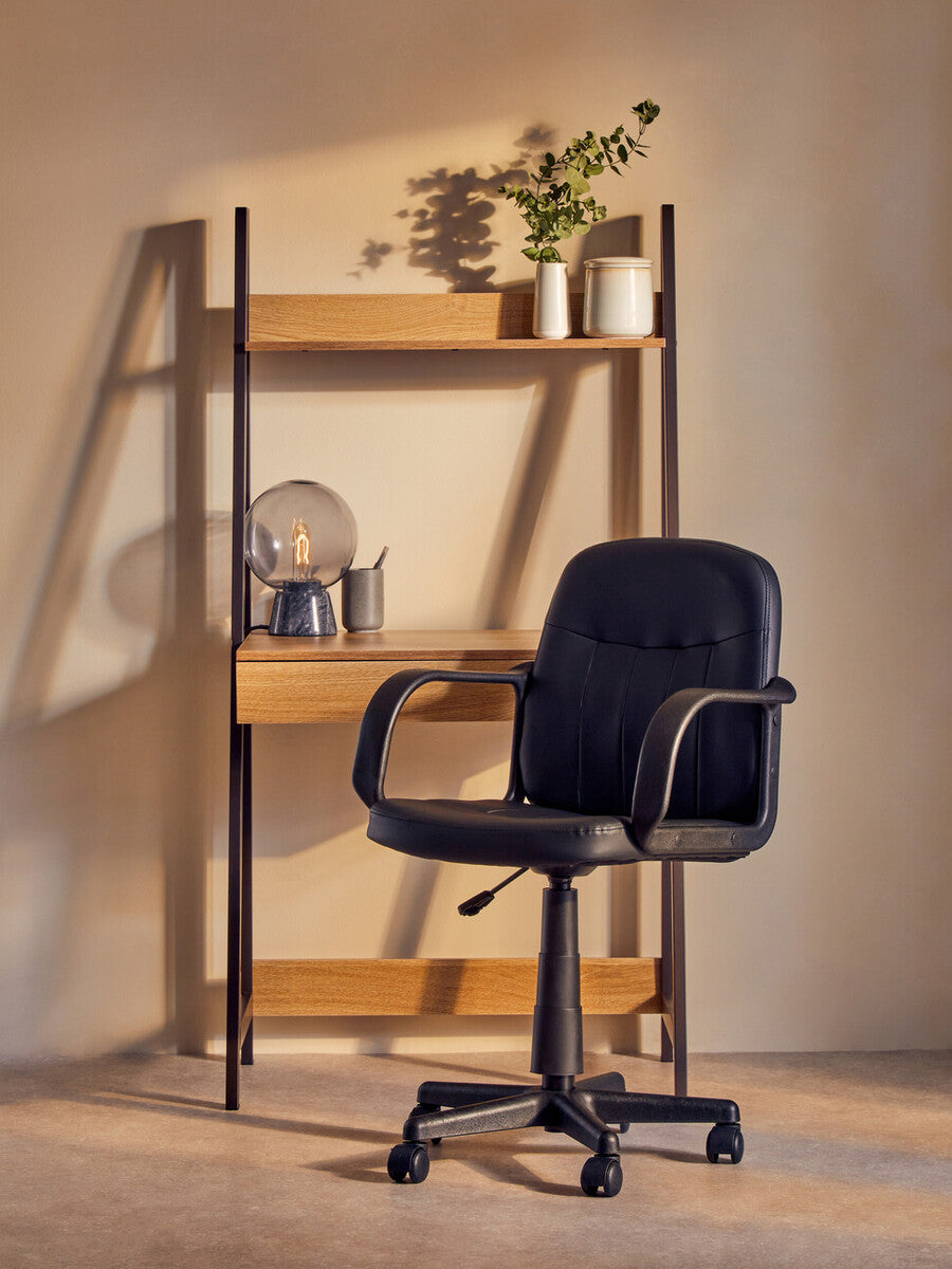Black Office Chair with Faux Leather Finish