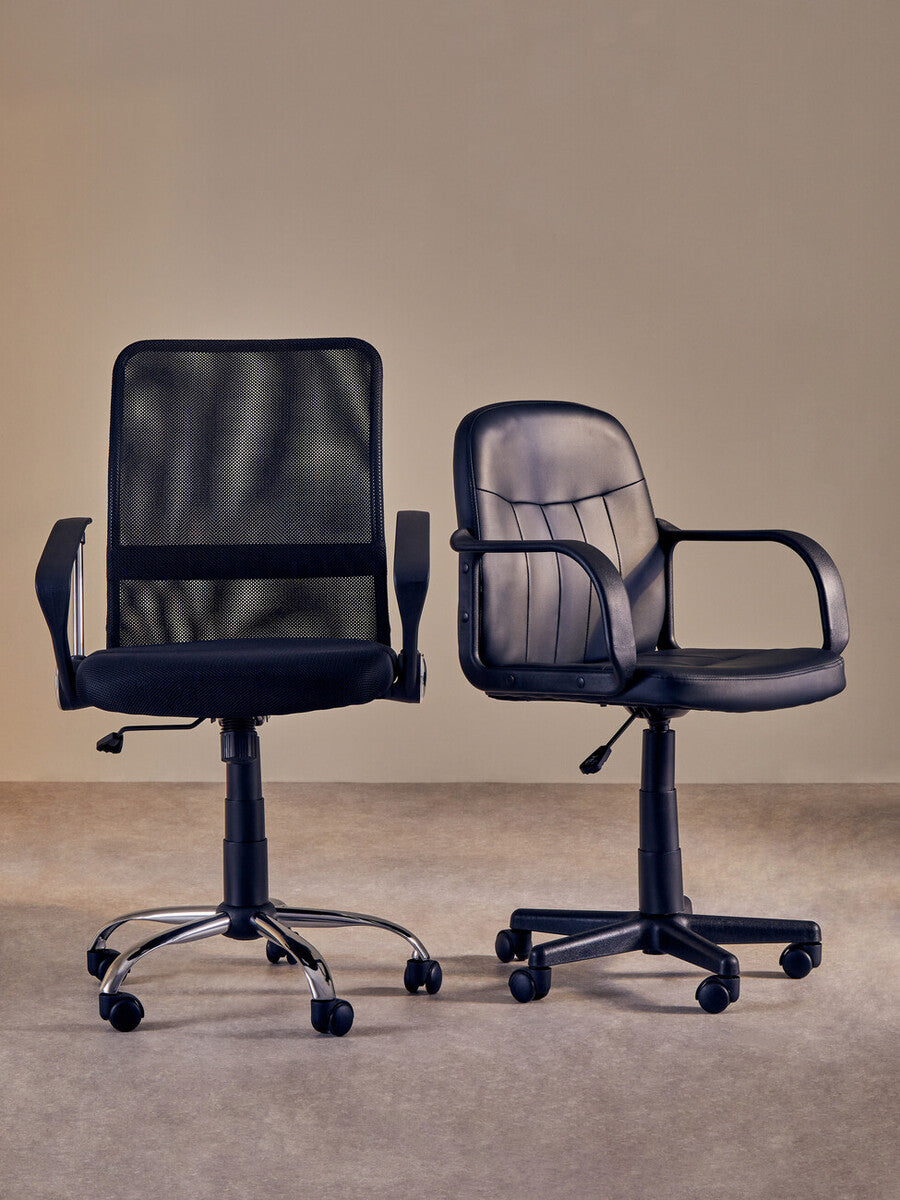 Black Office Chair with Faux Leather Finish