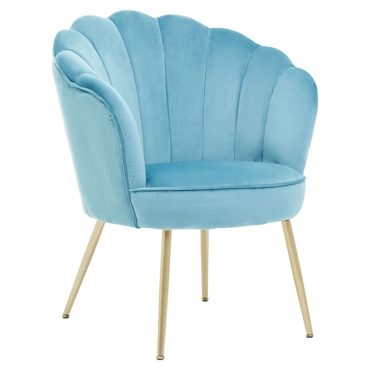 Aqua Blue Velvet Scalloped Chair