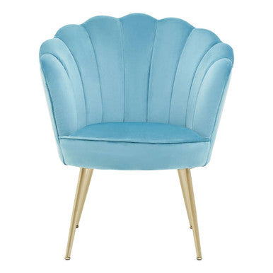 Aqua Blue Velvet Scalloped Chair