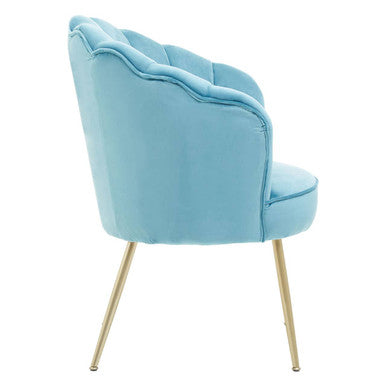 Aqua Blue Velvet Scalloped Chair