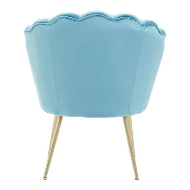 Aqua Blue Velvet Scalloped Chair